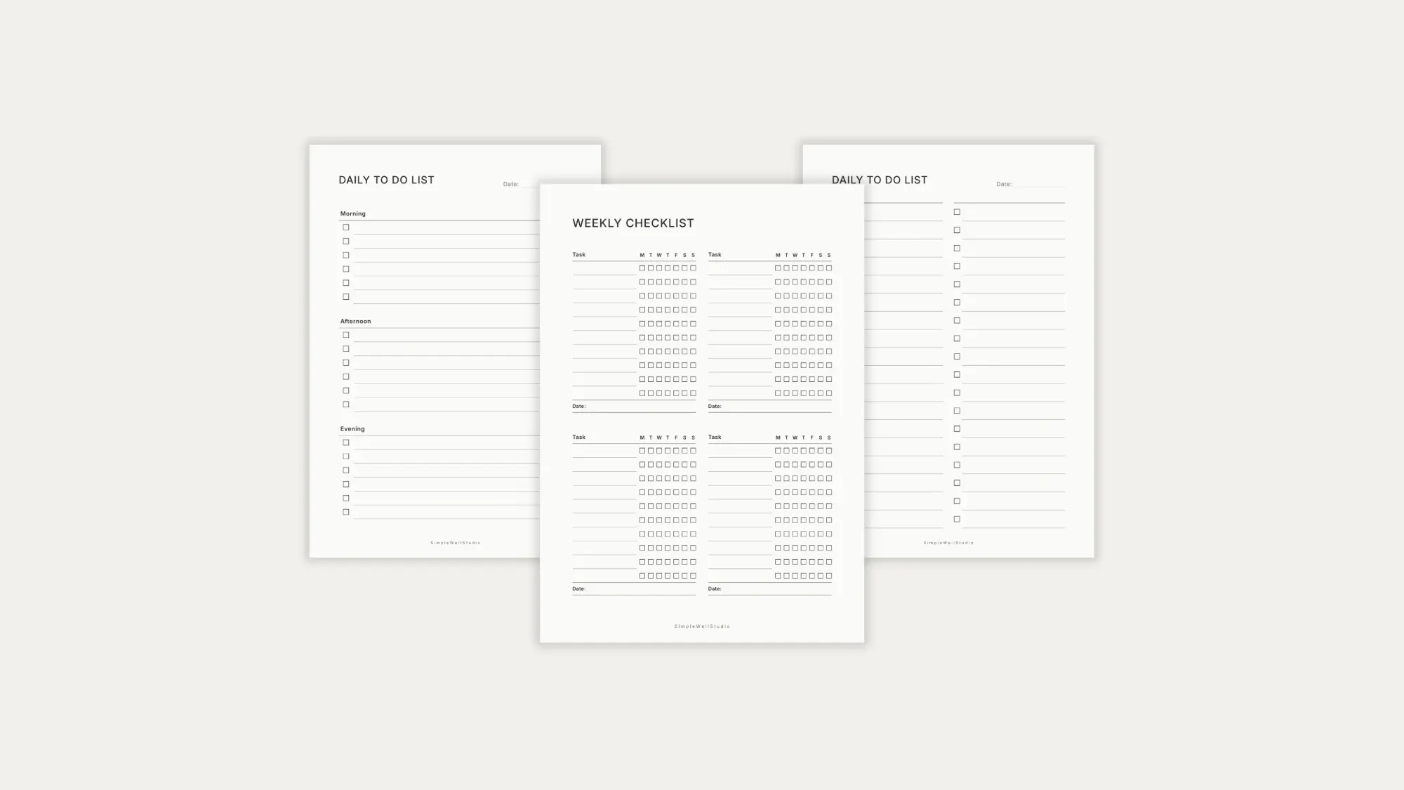 Productivity & Daily Planning printable planners: Daily To Do List and Weekly Checklist
